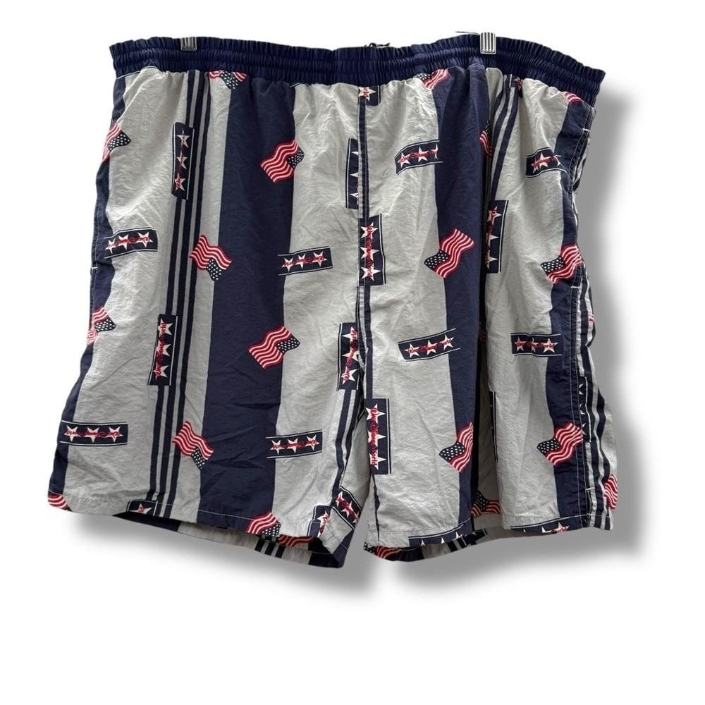Disney Vintage Swim Shorts Men's XL‎ Patriotic Flag Print Beach USA